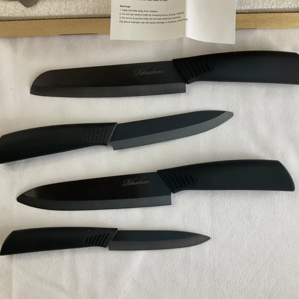 SALE‼️RIHACHAN BLACK CERAMIC 4 PIECE KITCHEN KNIFE SET NEW IN BOX